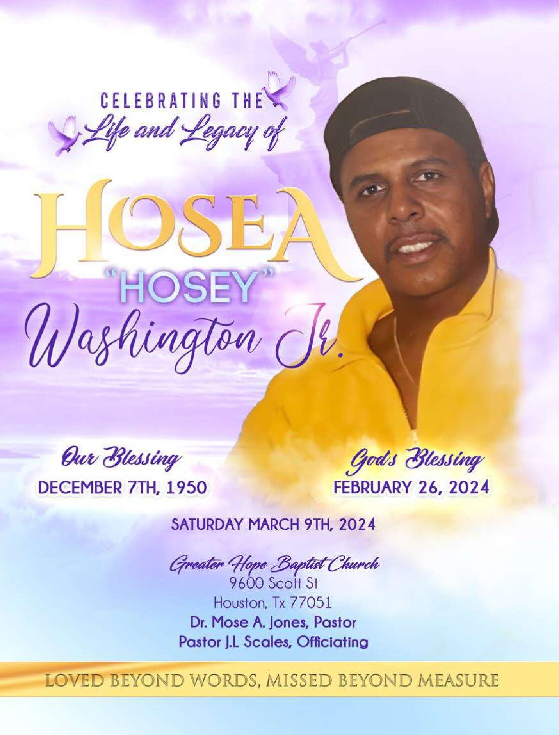 Hosea Washington Jr. 1950 – 2024