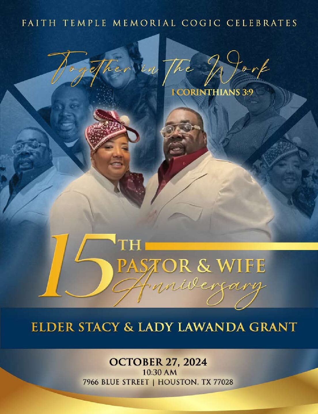 15th PASTOR & WIFE ANNIVERSARY – ELDER STACY & LADY LAWANDA GRANT – FAITH TEMPLE MEMORIAL COGIC