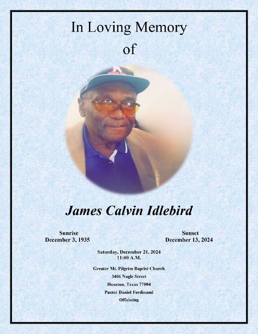 James Calvin Idlebird 1935 – 2024